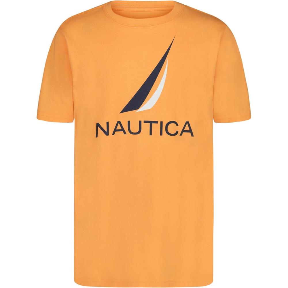 imageNautica Boys Short Sleeve JClass Logo Crew Neck TShirt Soft Comfortable Relaxed FitJclass Muskmelon
