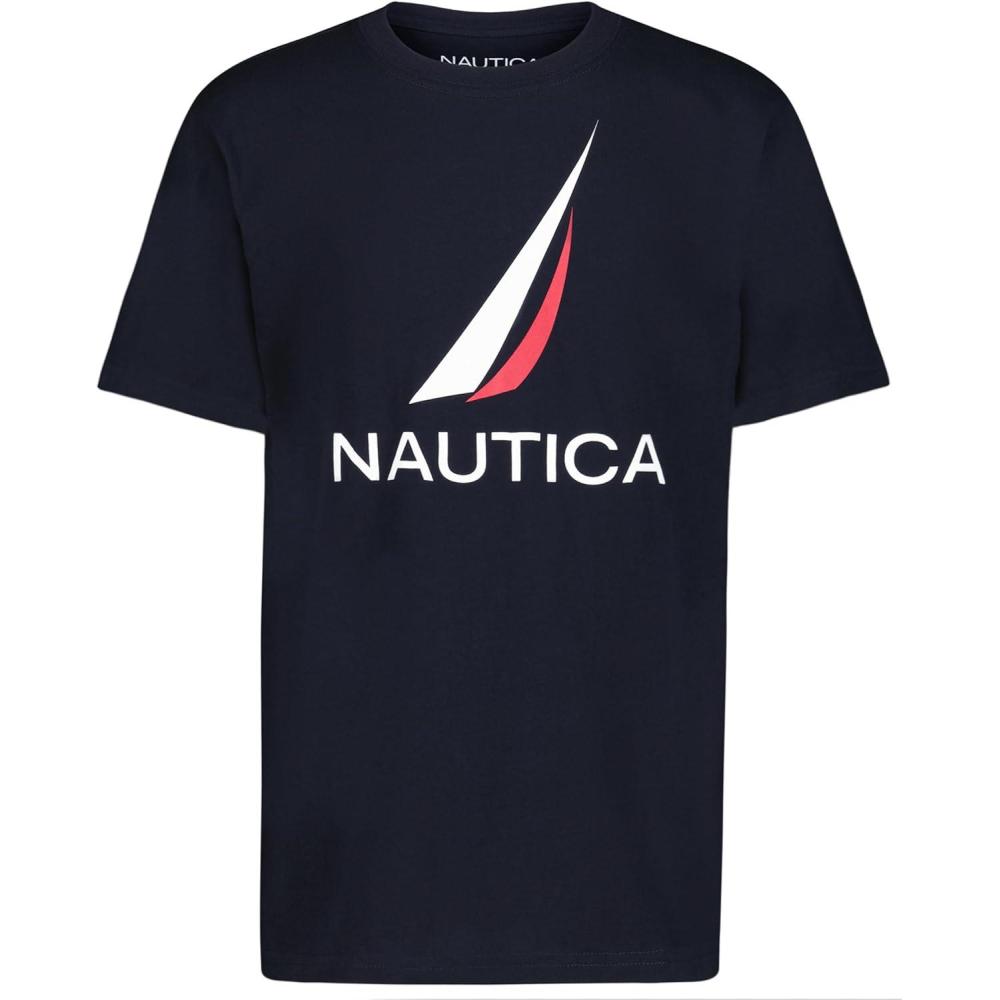 imageNautica Boys Short Sleeve JClass Logo Crew Neck TShirt Soft Comfortable Relaxed FitJclass Sport Navy