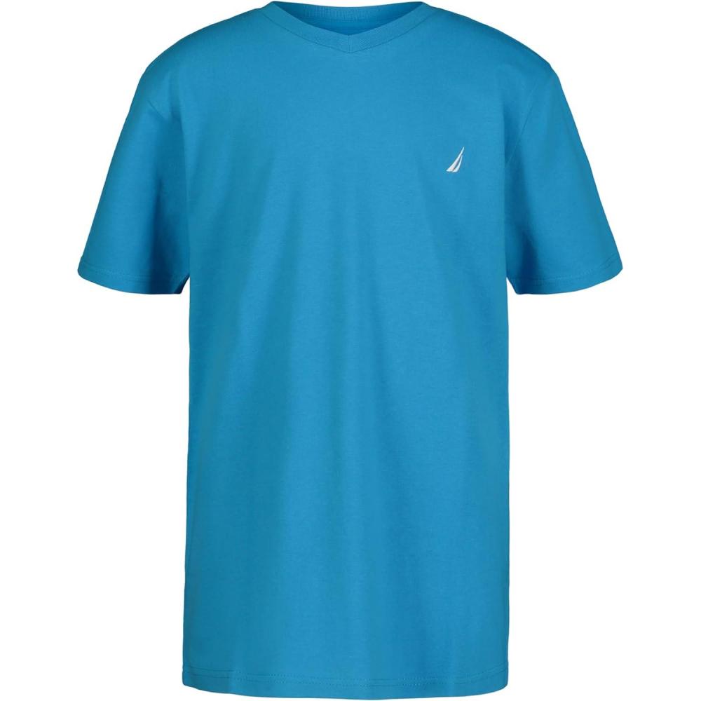 imageNautica Boys Short Sleeve Solid VNeck TShirt Soft Comfortable Relaxed FitHawaiian Ocean