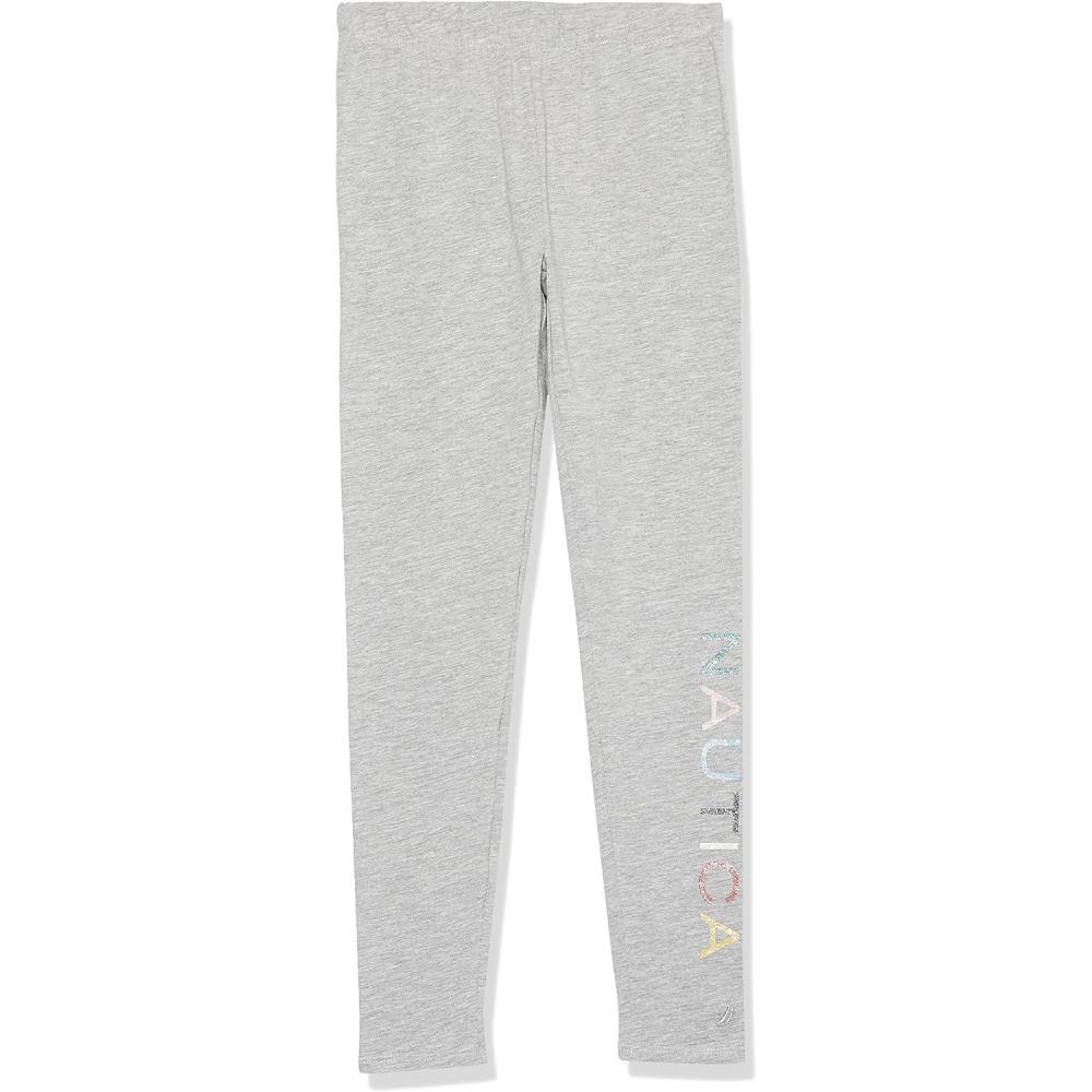 imageNautica Girls Leggings Full Length Pullon Stretch Pants with Elastic Waistband amp Logo DetailLight Grey Multi