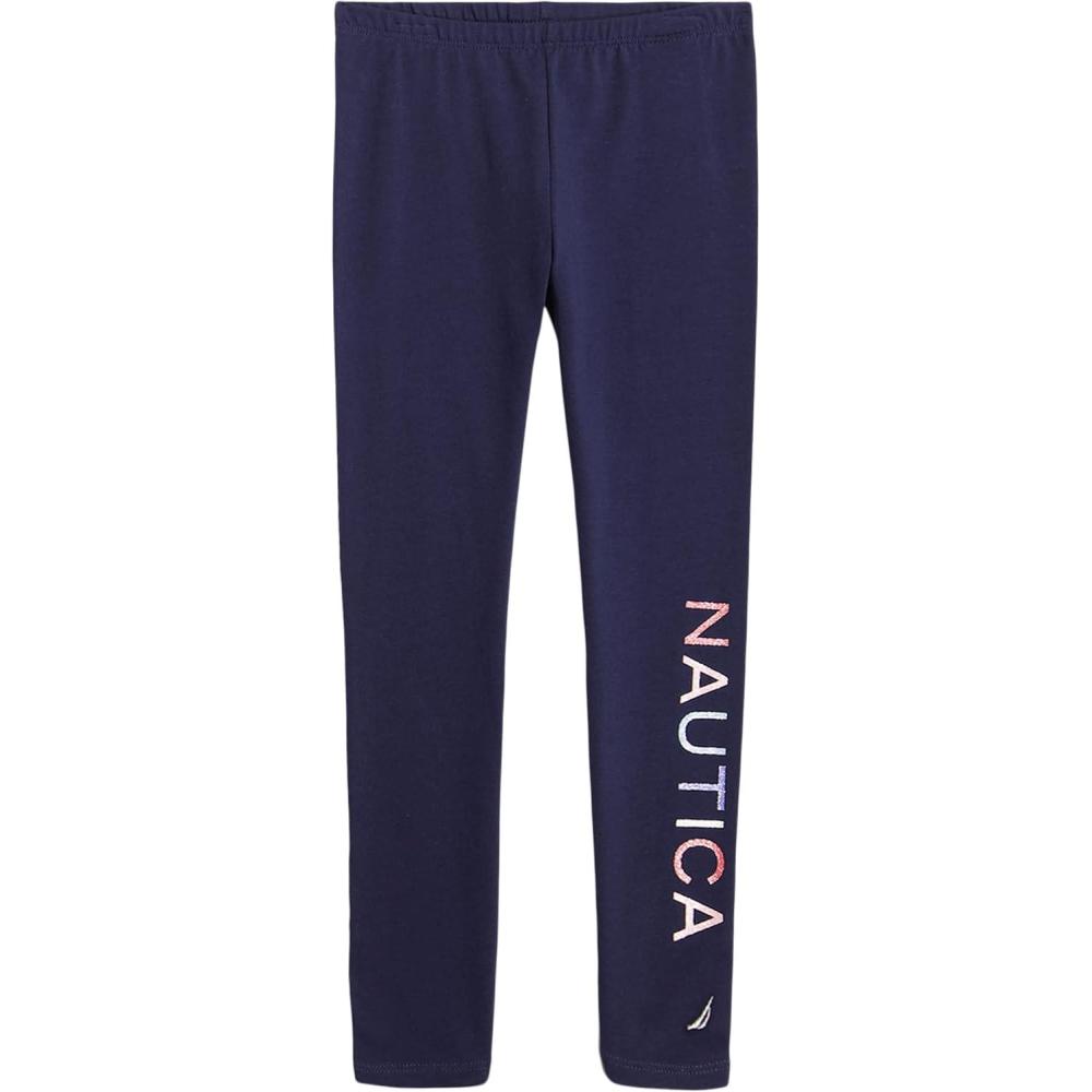 imageNautica Girls Leggings Full Length Pullon Stretch Pants with Elastic Waistband amp Logo DetailPeacoat Multi