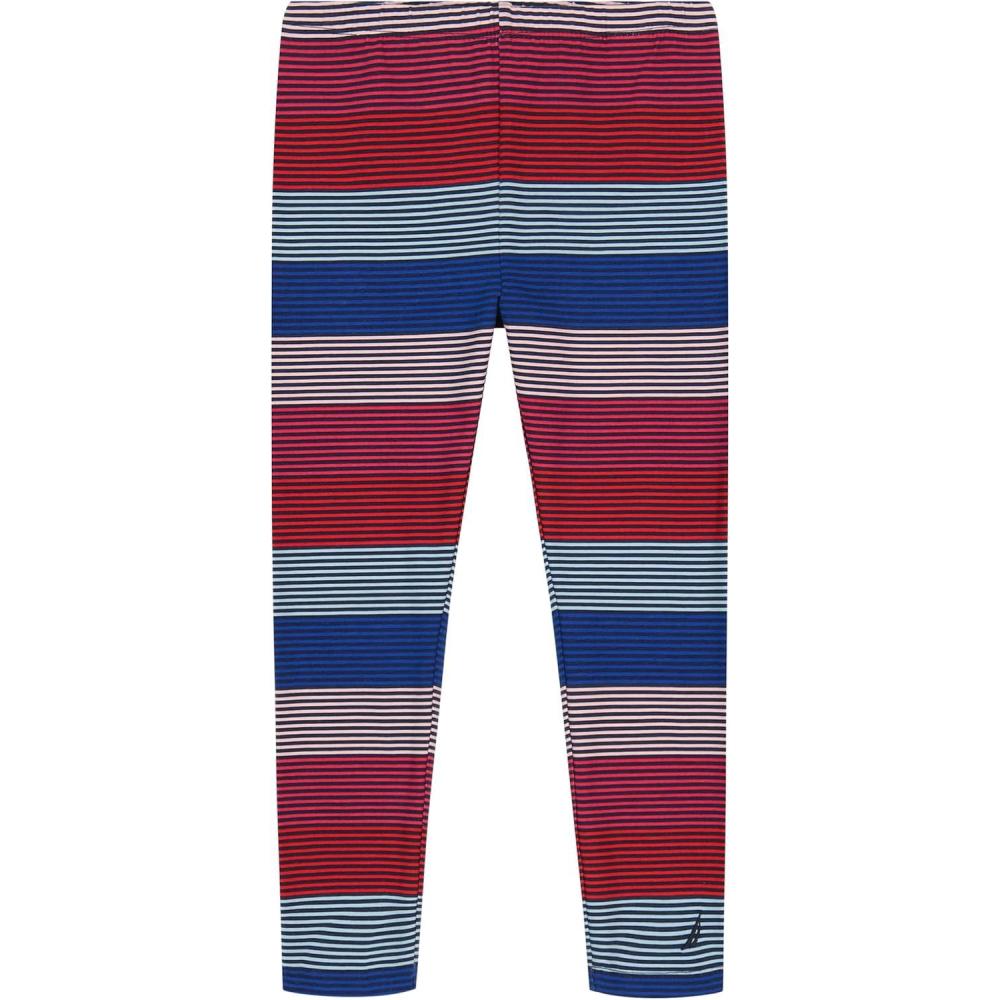 imageNautica Girls Leggings Full Length Pullon Stretch Pants with Elastic Waistband amp Logo DetailPeacoat Stripe