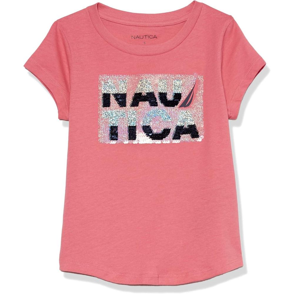 imageNautica Girls Short Sleeve Legacy TShirt with Flip Sequin Design Cotton Tee with Tagless InteriorRapture Magic Sequin