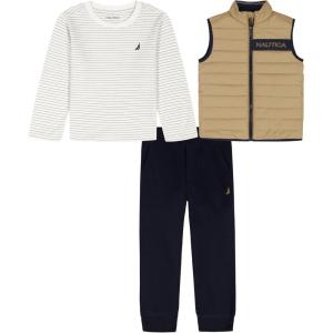 Nautica Baby Boys’ 3 Pc Puff Vest Pant Set(Incense/Navy Blazer)