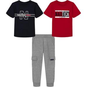 Nautica Boys’ 3 Pc Two Tee Pant Set(Racing Red/Navy Blazer/Granite Heather)