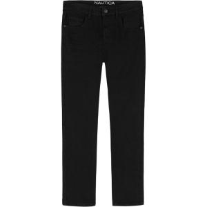 Nautica Boys’ Classic Fit Straight Leg Denim Jeans, 5-Pocket Style, Zipper Fly & Button Closure(Black)