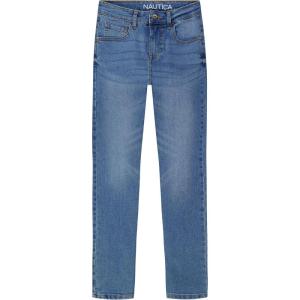 Nautica Boys’ Classic Fit Straight Leg Denim Jeans, 5-Pocket Style, Zipper Fly & Button Closure(Caravel)