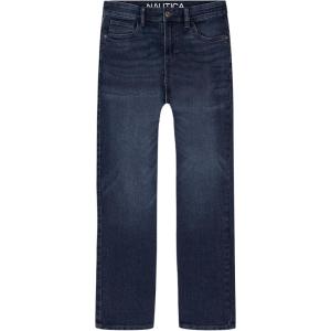 Nautica Boys’ Classic Fit Straight Leg Denim Jeans, 5-Pocket Style, Zipper Fly & Button Closure(Marine Blue)