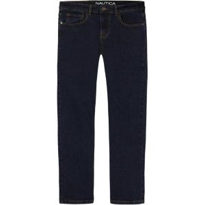 Nautica Boys’ Classic Fit Straight Leg Denim Jeans, 5-Pocket Style, Zipper Fly & Button Closure(Navy Rinse)
