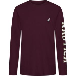 Nautica Boys’ Long Sleeve Screen Print Graphic T-Shirt(Bold Tawny Port)