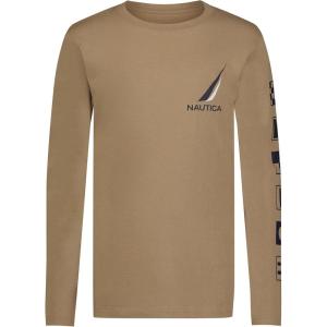 Nautica Boys’ Long Sleeve Screen Print Graphic T-Shirt(Signal Block Kelp)