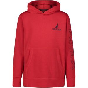 Nautica Boys’ Pullover Fleece Hoodie Sweatshirt(Carmine Sleeve Hit)
