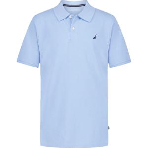 Nautica Boys’ Short Sleeve Anchor Polo, Button Closure, Soft & Comfortable, Pique Fabric(Blue Bell)