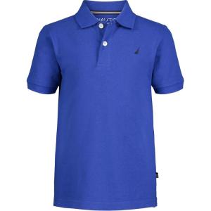 Nautica Boys’ Short Sleeve Anchor Polo, Button Closure, Soft & Comfortable, Pique Fabric(Cobalt)