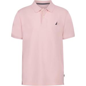 Nautica Boys’ Short Sleeve Anchor Polo, Button Closure, Soft & Comfortable, Pique Fabric(Pale Pink)