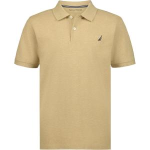 Nautica Boys’ Short Sleeve Anchor Polo, Button Closure, Soft & Comfortable, Pique Fabric(Sandy Bar Heather)