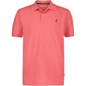 Nautica Boys’ Short Sleeve Anchor Polo, Button Closure, Soft & Comfortable, Pique Fabric(Teaberry)
