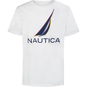 Nautica Boys’ Short Sleeve J-Class Logo Crew Neck T-Shirt, Soft, Comfortable, Relaxed Fit(Color Shade Marshmallow)
