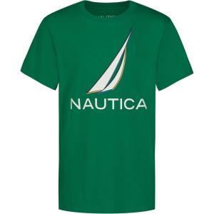 Nautica Boys’ Short Sleeve J-Class Logo Crew Neck T-Shirt, Soft, Comfortable, Relaxed Fit(Color Shade Pepper Green)