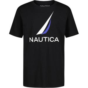 Nautica Boys’ Short Sleeve J-Class Logo Crew Neck T-Shirt, Soft, Comfortable, Relaxed Fit(J-class Black)