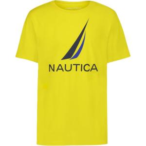 Nautica Boys’ Short Sleeve J-Class Logo Crew Neck T-Shirt, Soft, Comfortable, Relaxed Fit(J-class Blazing Yellow)