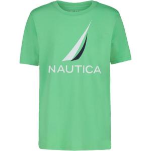 Nautica Boys’ Short Sleeve J-Class Logo Crew Neck T-Shirt, Soft, Comfortable, Relaxed Fit(J-class Keen Green)