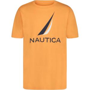 Nautica Boys’ Short Sleeve J-Class Logo Crew Neck T-Shirt, Soft, Comfortable, Relaxed Fit(J-class Muskmelon)