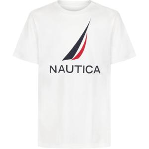 Nautica Boys’ Short Sleeve J-Class Logo Crew Neck T-Shirt, Soft, Comfortable, Relaxed Fit(J-class White)