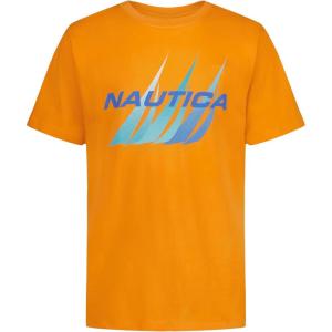 Nautica Boys’ Short Sleeve J-Class Logo Crew Neck T-Shirt, Soft, Comfortable, Relaxed Fit(Triple J-class Tangerine)