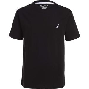 Nautica Boys’ Short Sleeve Solid V-Neck T-Shirt, Soft, Comfortable, Relaxed Fit(Black)