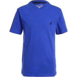 Nautica Boys’ Short Sleeve Solid V-Neck T-Shirt, Soft, Comfortable, Relaxed Fit(Cobalt)