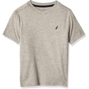 Nautica Boys’ Short Sleeve Solid V-Neck T-Shirt, Soft, Comfortable, Relaxed Fit(Grey Heather)