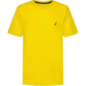 Nautica Boys’ Short Sleeve Solid V-Neck T-Shirt, Soft, Comfortable, Relaxed Fit(Lemon)