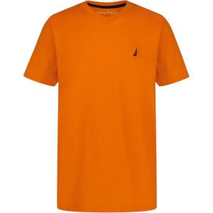 Nautica Boys’ Short Sleeve Solid V-Neck T-Shirt, Soft, Comfortable, Relaxed Fit(Persimmon)