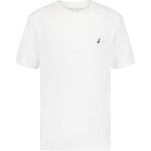 Nautica Boys’ Short Sleeve Solid V-Neck T-Shirt, Soft, Comfortable, Relaxed Fit(White)