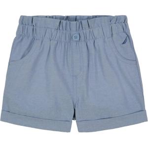Nautica Girls’ Chambray Shorts, Lightweight Cotton with Ruffled Elastic Waistband & Pockets(Chambray Xlt)