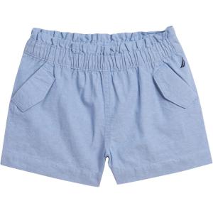 Nautica Girls’ Chambray Shorts, Lightweight Cotton with Ruffled Elastic Waistband & Pockets(Xlt Chambray)