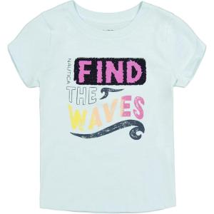 Nautica Girls Short Sleeve Legacy T-Shirt with Flip Sequin Design, Cotton Tee with Tagless Interior(Blue Light Waves)