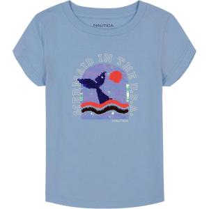 Nautica Girls Short Sleeve Legacy T-Shirt with Flip Sequin Design, Cotton Tee with Tagless Interior(Dutch Canal Mermaid)