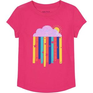 Nautica Girls Short Sleeve Legacy T-Shirt with Flip Sequin Design, Cotton Tee with Tagless Interior(Fuchsia Purple Rainbow Sequin)