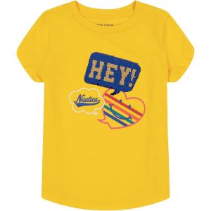 Nautica Girls Short Sleeve Legacy T-Shirt with Flip Sequin Design, Cotton Tee with Tagless Interior(Maize Hey)