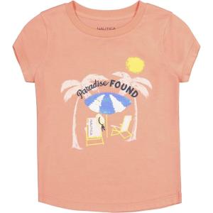 Nautica Girls Short Sleeve Legacy T-Shirt with Flip Sequin Design, Cotton Tee with Tagless Interior(Peach Paradise)