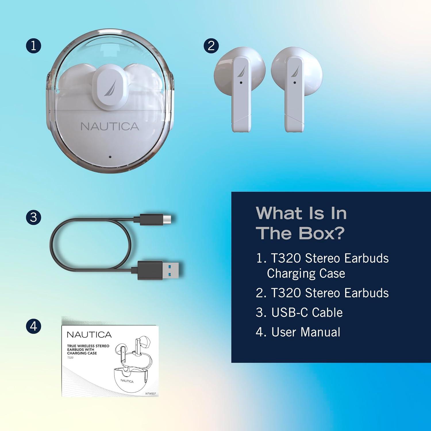 imageNautica Bluetooth Earbuds Wireless Connection 6 Hours Playtime Bluetooth 51 HandsFree Stereo Calls Fast Auto Pair IPX5 Splashproof Lightweight Transparent Design for iOS Android GreenWhite