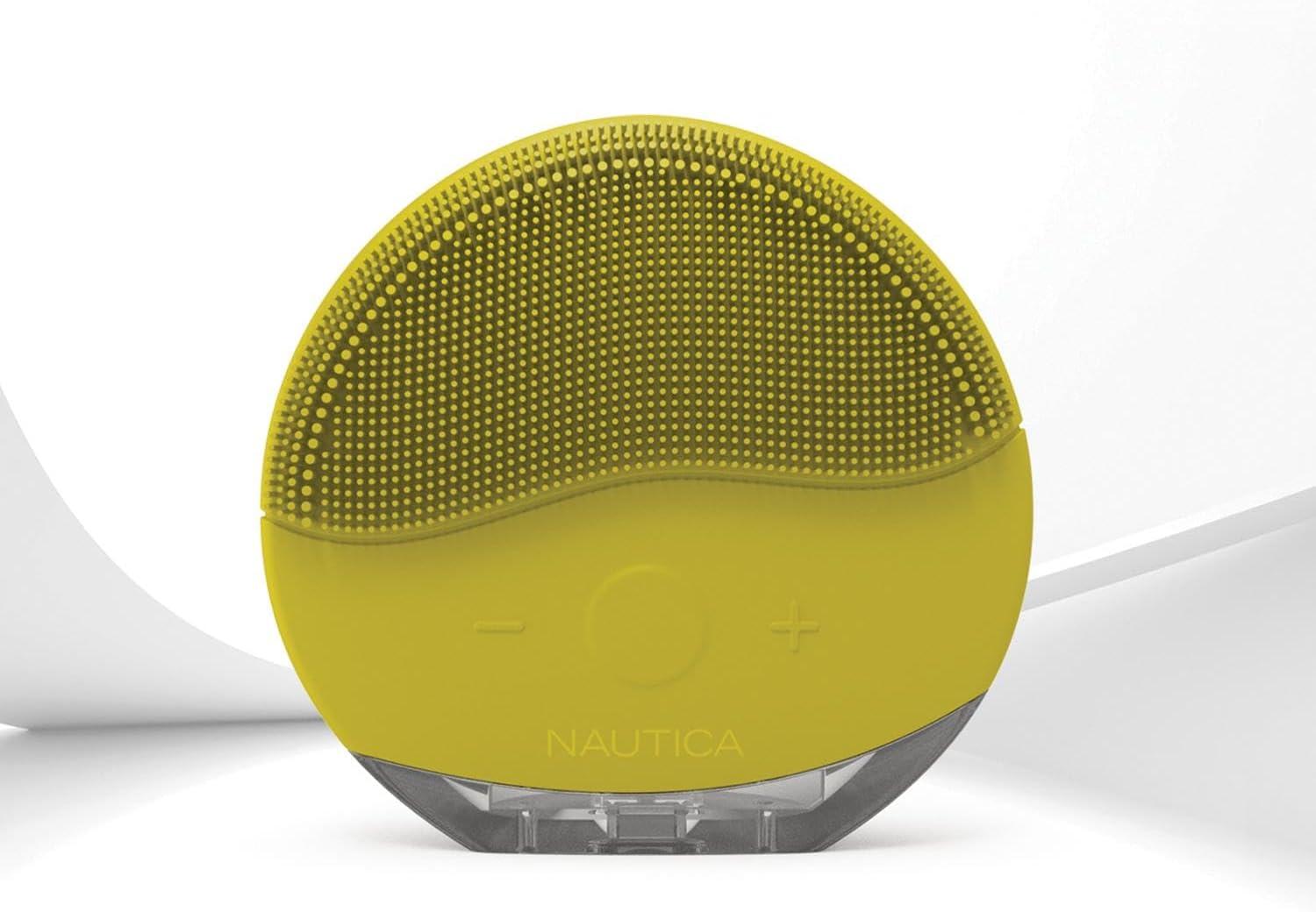 imageNautica PC110 DualSided Sonic Silicone Face Scrubber with USB Charging amp LED Indicator Waterproof Rechargeable Face Exfoliator Brush with Sonic Technology for Deep CleansingMustard