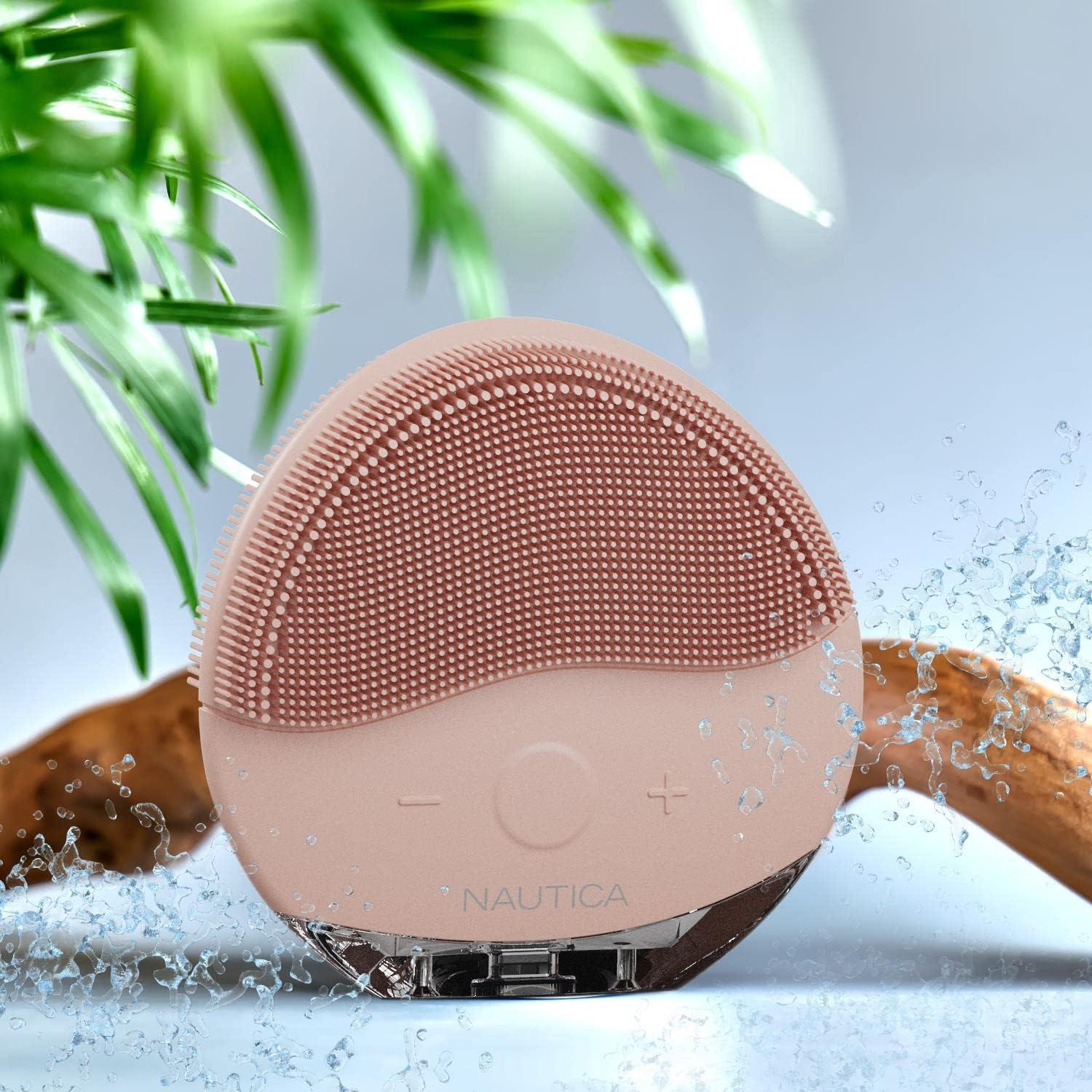 imageNautica PC110 DualSided Sonic Silicone Face Scrubber with USB Charging amp LED Indicator Waterproof Rechargeable Face Exfoliator Brush with Sonic Technology for Deep CleansingPowder