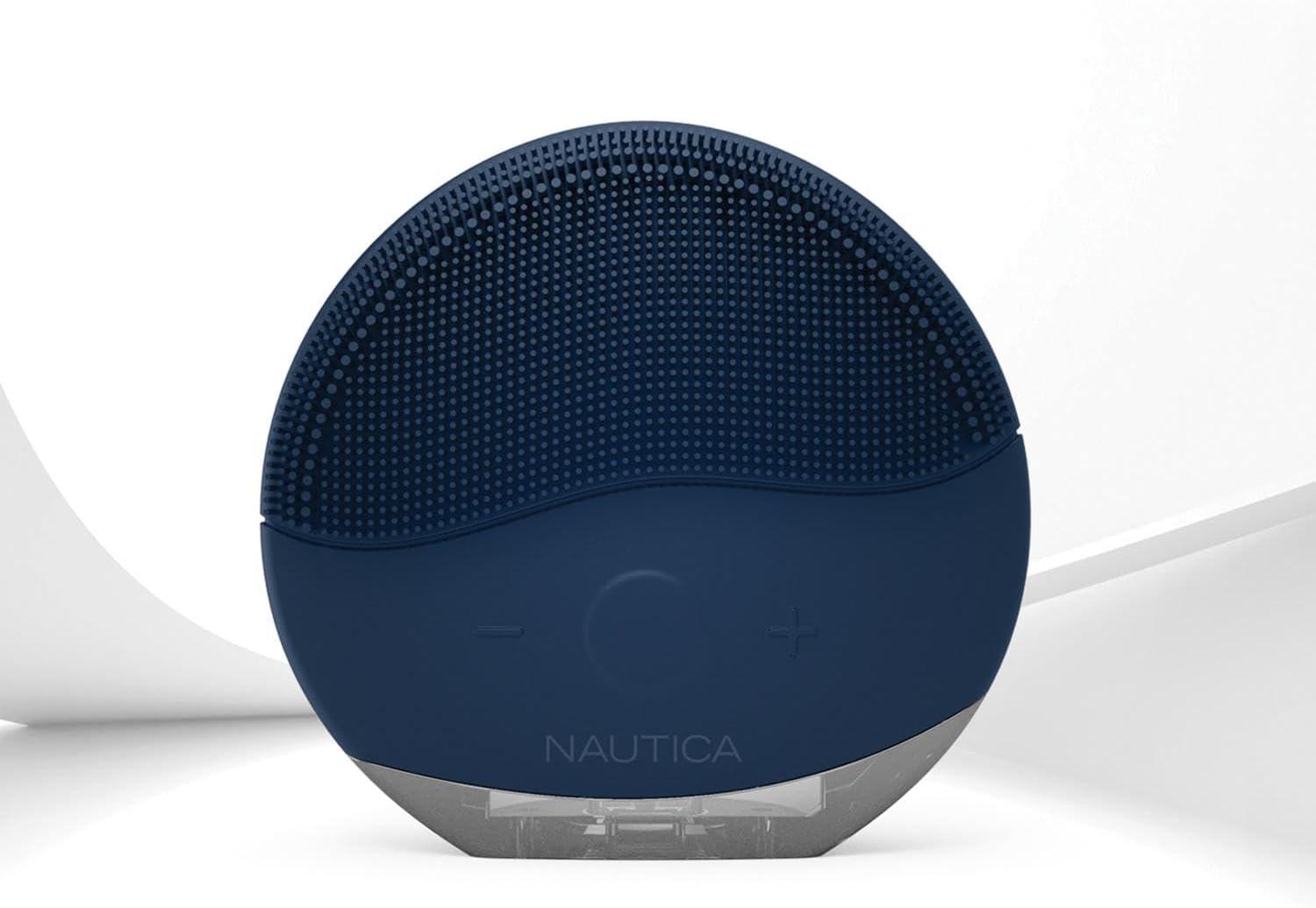 imageNautica PC110 DualSided Sonic Silicone Face Scrubber with USB Charging amp LED Indicator Waterproof Rechargeable Face Exfoliator Brush with Sonic Technology for Deep CleansingNavy