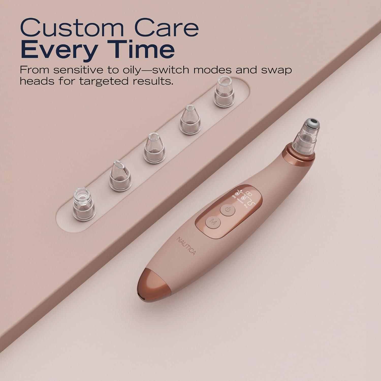 imageNautica PC250 Blackhead Remover Tool Rechargeable Vacuum Blackhead Remover for Face with 6 Heads 3 Modes amp LED Display for Deep Pore Cleansing