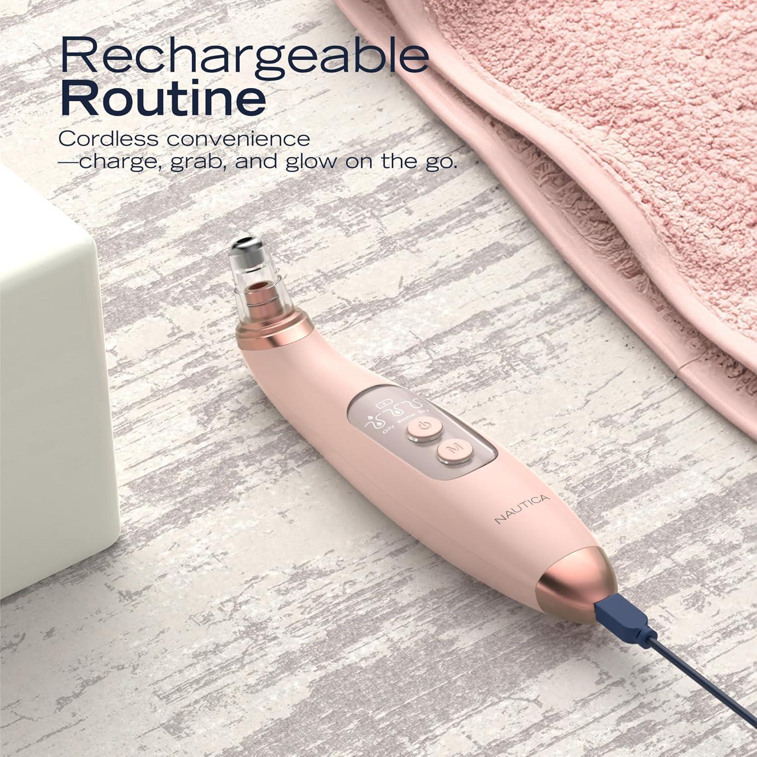 imageNautica PC250 Blackhead Remover Tool Rechargeable Vacuum Blackhead Remover for Face with 6 Heads 3 Modes amp LED Display for Deep Pore Cleansing