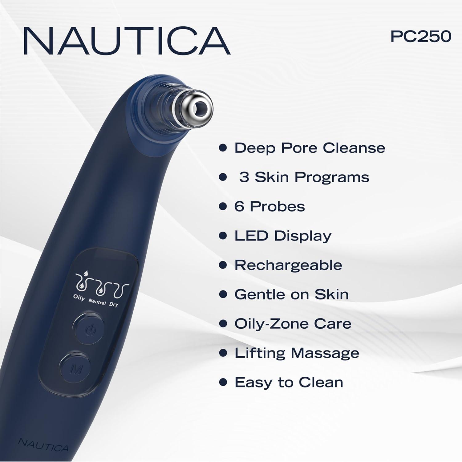 imageNautica PC250 Blackhead Remover Tool Rechargeable Vacuum Blackhead Remover for Face with 6 Heads 3 Modes amp LED Display for Deep Pore Cleansing1 Count Pack of 1