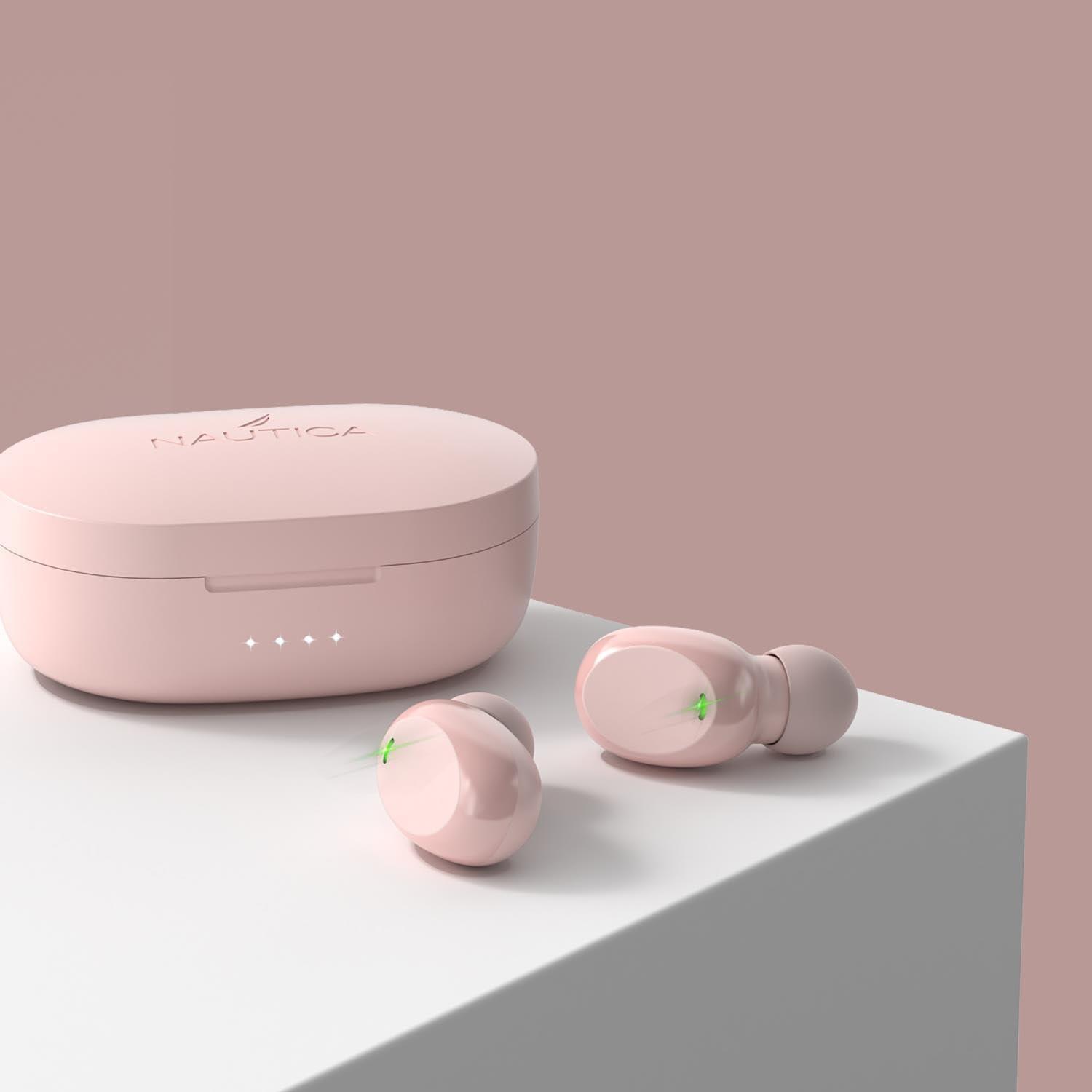 imageNautica T120 True Wireless Earbuds Bluetooth v51 TWS inEar Earphones with Builtin Mic Wireless Bluetooth Earbuds with Charging case Touch Control Ergonomic Design SweatProof USBC Nude